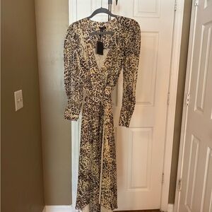 Massimo Dutti Animal Print Long Sleeve Dress US 8 EU 40 NWT